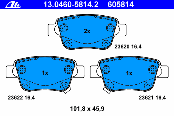 Комплект тормозных колодок, дисковый тормоз 13.0460-5814.2