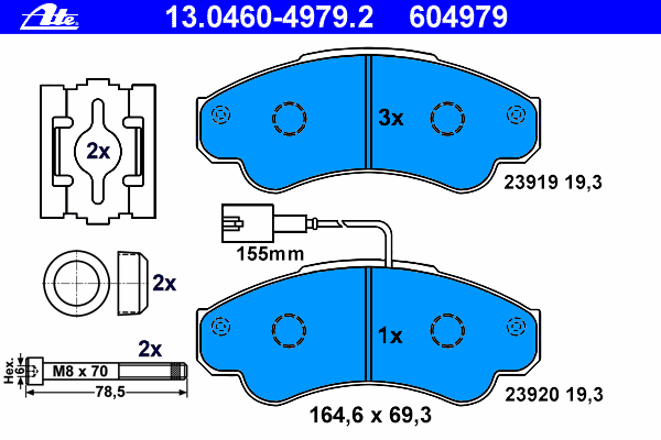 Комплект тормозных колодок, дисковый тормоз 13.0460-4979.2