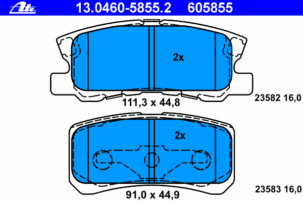 Комплект тормозных колодок, дисковый тормоз 13.0460-5855.2