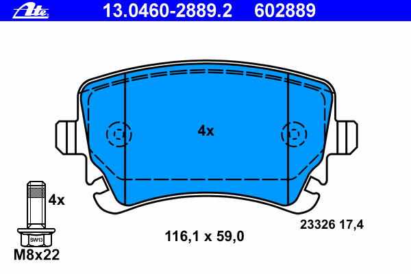 Kit de plaquettes de frein, frein à disque 13.0460-2889.2