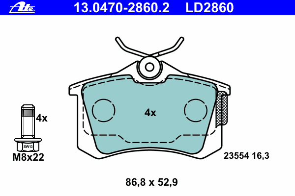 Brake Pad Set, disc brake 13.0470-2860.2