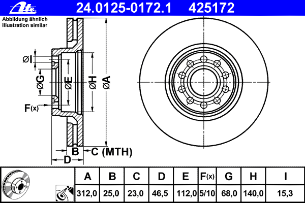 Тормозной диск 24.0125-0172.1