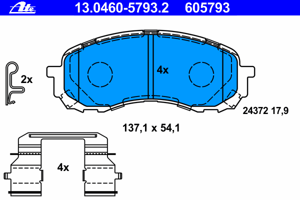 Комплект тормозных колодок, дисковый тормоз 13.0460-5793.2