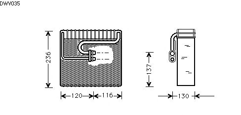 Evaporador, ar condicionado DWV035