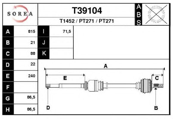 Veio de transmissão T39104