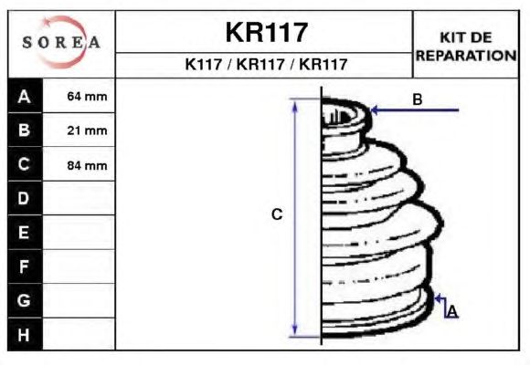 Kit cuffia, Semiasse KR117