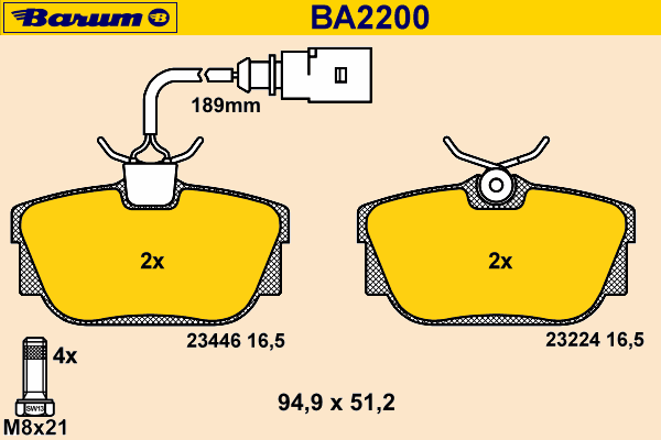 Bremsbelagsatz, Scheibenbremse BA2200
