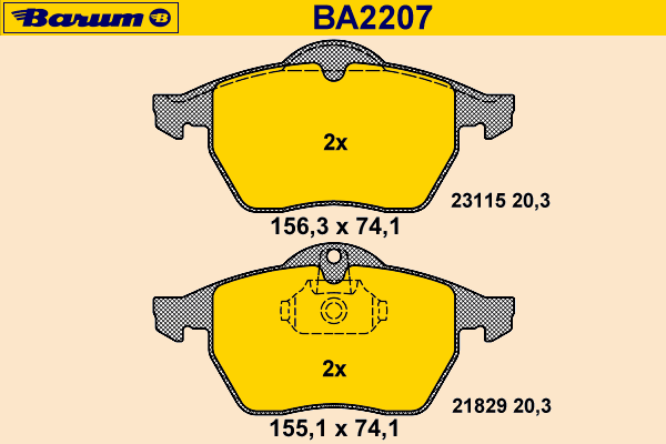 Bremsebelegg sett, skivebremse BA2207