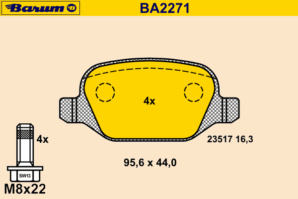 Комплект тормозных колодок, дисковый тормоз BA2271
