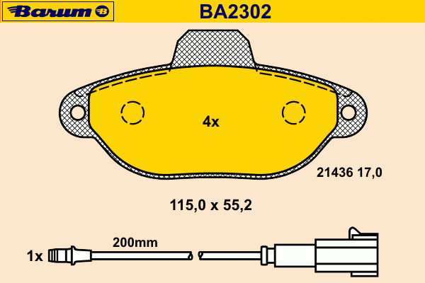 Bremsebelegg sett, skivebremse BA2302