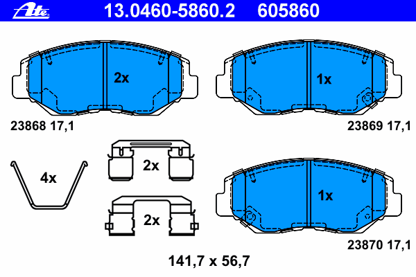 Комплект тормозных колодок, дисковый тормоз 13.0460-5860.2