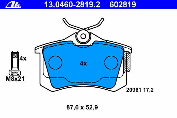 Комплект тормозных колодок, дисковый тормоз 13.0460-2819.2