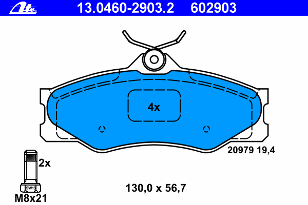 Kit de plaquettes de frein, frein à disque 13.0460-2903.2