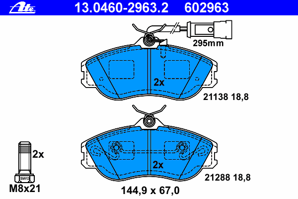 Kit de plaquettes de frein, frein à disque 13.0460-2963.2