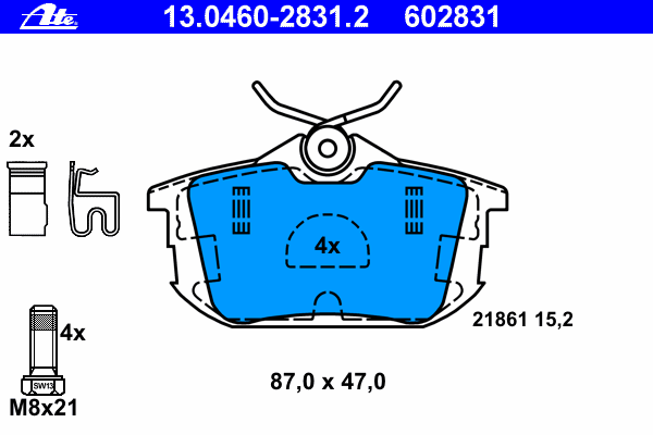 Комплект тормозных колодок, дисковый тормоз 13.0460-2831.2