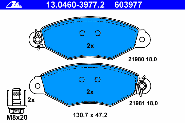 Комплект тормозных колодок, дисковый тормоз 13.0460-3977.2