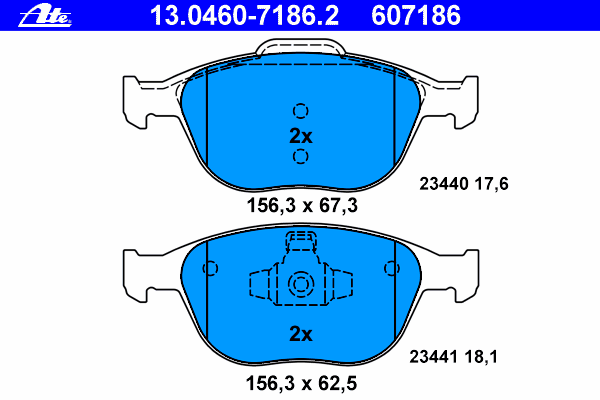 Комплект тормозных колодок, дисковый тормоз 13.0460-7186.2