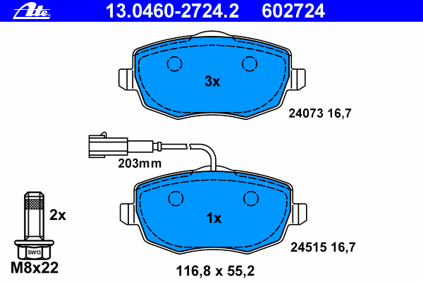 Комплект тормозных колодок, дисковый тормоз 13.0460-2724.2