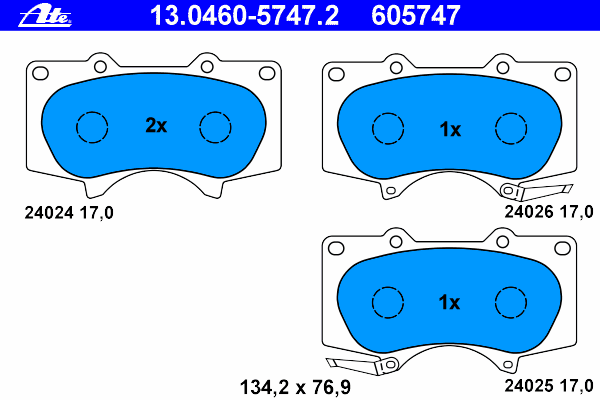 Комплект тормозных колодок, дисковый тормоз 13.0460-5747.2
