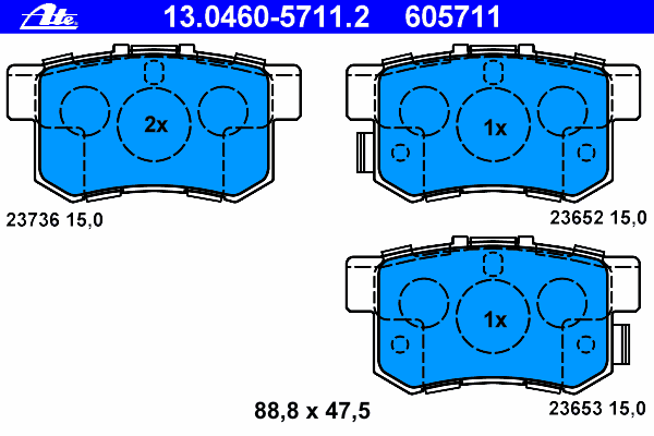 Комплект тормозных колодок, дисковый тормоз 13.0460-5711.2