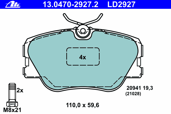 Комплект тормозных колодок, дисковый тормоз 13.0470-2927.2