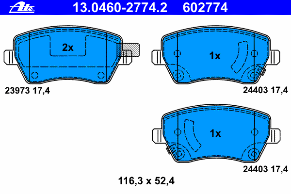 Brake Pad Set, disc brake 13.0460-2774.2