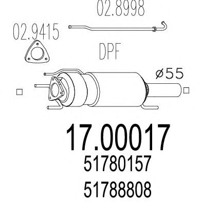Сажевый / частичный фильтр, система выхлопа ОГ 17.00017