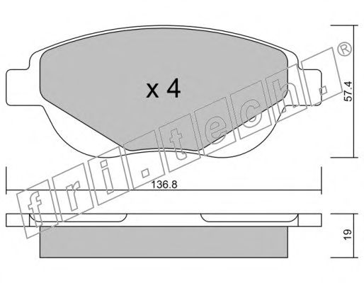 Комплект тормозных колодок, дисковый тормоз 964.0