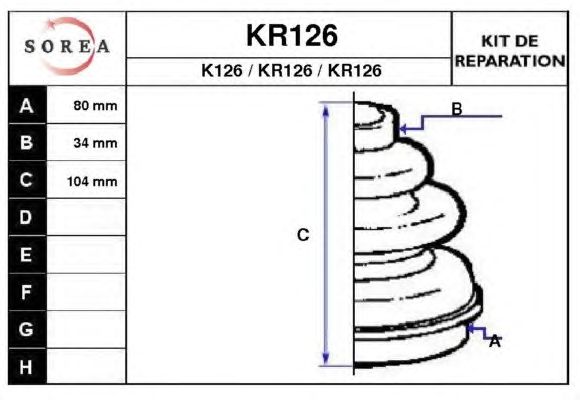 Комплект пылника, приводной вал KR126