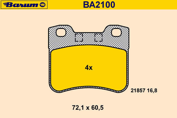 Комплект тормозных колодок, дисковый тормоз BA2100