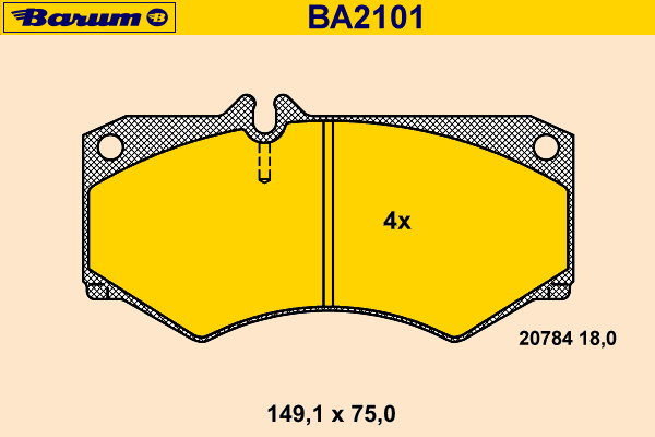 Bremsebelegg sett, skivebremse BA2101