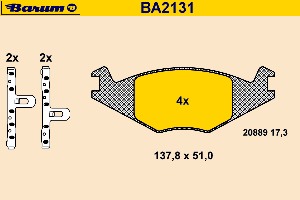 Bremsbelagsatz, Scheibenbremse BA2131