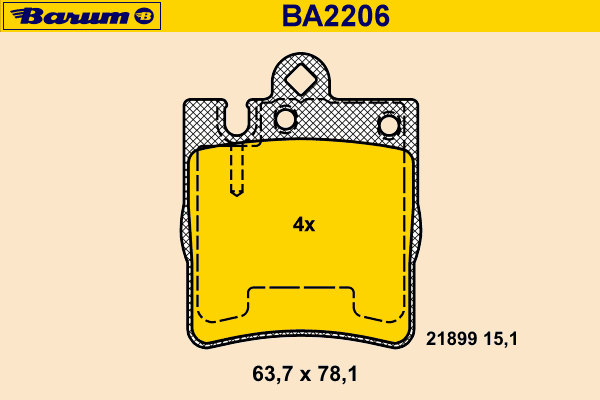 Комплект тормозных колодок, дисковый тормоз BA2206