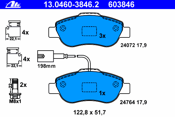 Комплект тормозных колодок, дисковый тормоз 13.0460-3846.2