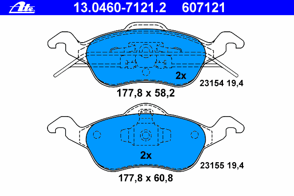 Комплект тормозных колодок, дисковый тормоз 13.0460-7121.2