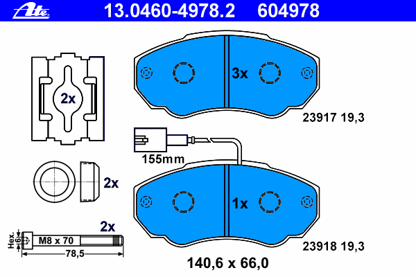 Комплект тормозных колодок, дисковый тормоз 13.0460-4978.2