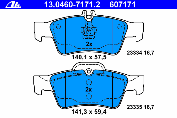 Комплект тормозных колодок, дисковый тормоз 13.0460-7171.2