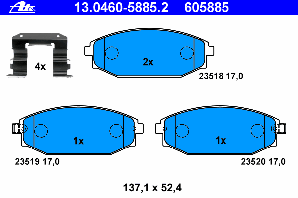 Комплект тормозных колодок, дисковый тормоз 13.0460-5885.2