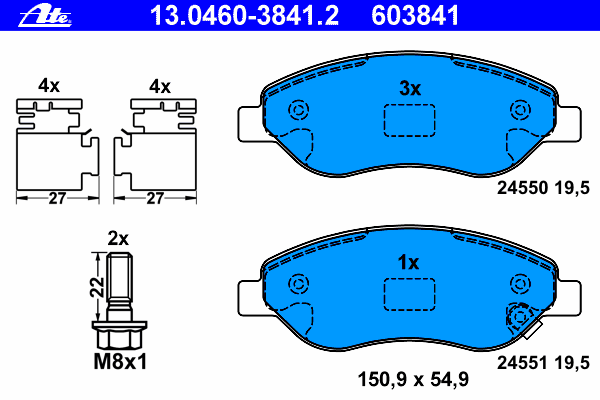 Комплект тормозных колодок, дисковый тормоз 13.0460-3841.2