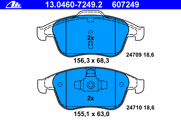 Комплект тормозных колодок, дисковый тормоз 13.0460-7249.2