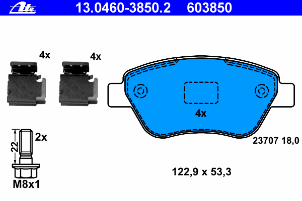 Комплект тормозных колодок, дисковый тормоз 13.0460-3850.2