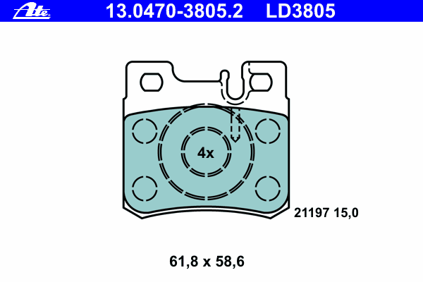 Комплект тормозных колодок, дисковый тормоз 13.0470-3805.2