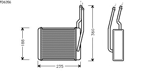 Permutador de calor, aquecimento do habitáculo FD6356