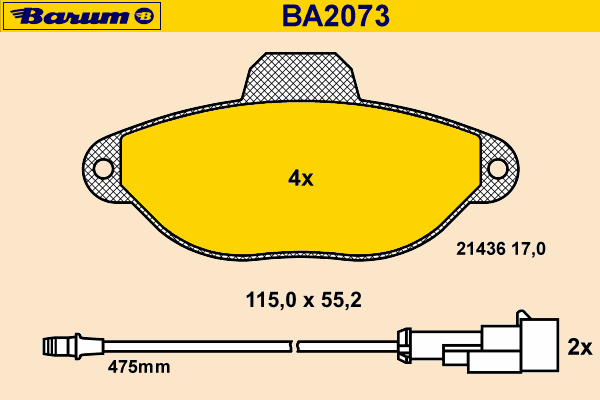 Bremsebelegg sett, skivebremse BA2073