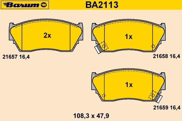 Комплект тормозных колодок, дисковый тормоз BA2113