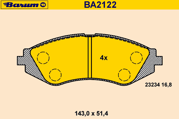 Комплект тормозных колодок, дисковый тормоз BA2122