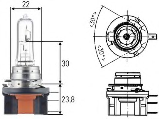 Ampoule, projecteur longue portée; Ampoule, projecteur longue portée; Ampoule, feu de roulage de jour 8GJ 168 119-001