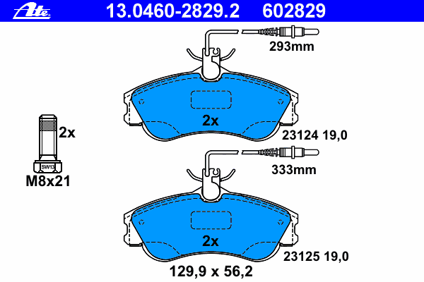 Комплект тормозных колодок, дисковый тормоз 13.0460-2829.2