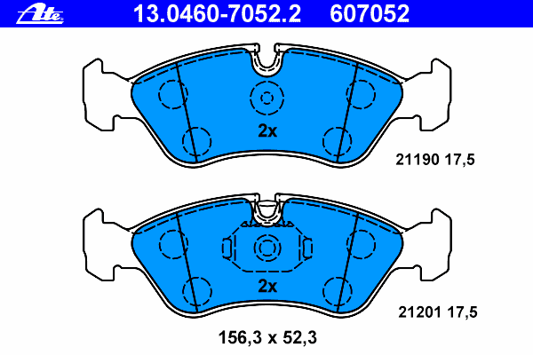 Комплект тормозных колодок, дисковый тормоз 13.0460-7052.2