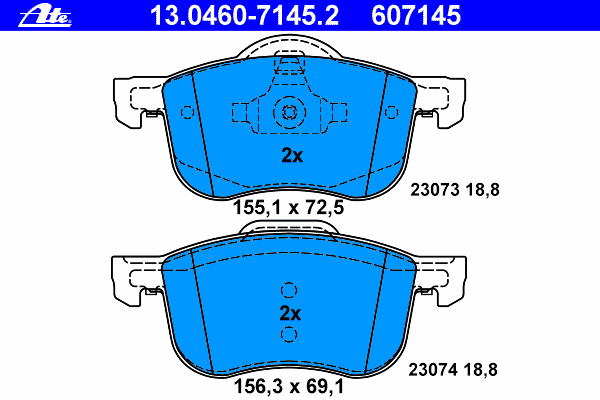 Комплект тормозных колодок, дисковый тормоз 13.0460-7145.2